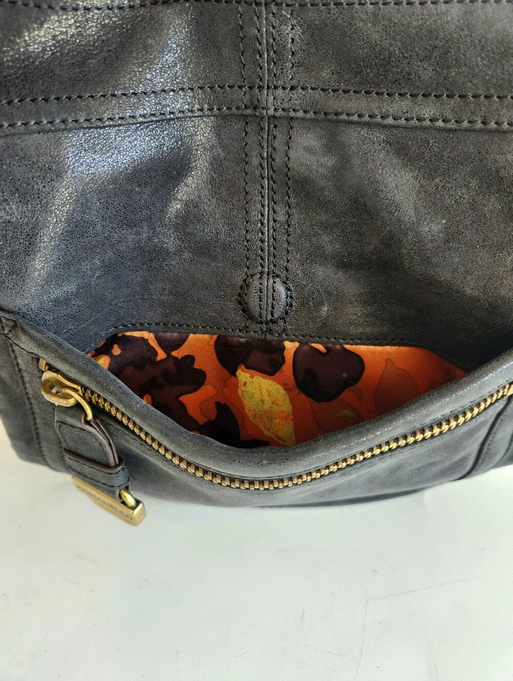 Tignanello Mixed Leather Hobo Bag Gold Hardware